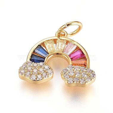 Real 18K Gold Plated Colorful Others Brass+Cubic Zirconia Charms