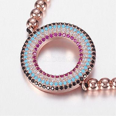 Bracelets de perles tressés en laiton réglables(BJEW-G528-01RG)-2