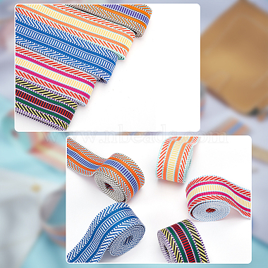 WADORN 5Pcs 5 Colors Bohemian Style Polyester Striped Ribbon(OCOR-WR0001-07A)-4