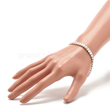 Bracelet extensible en perles de coeur en alliage pour femme(BJEW-JB07722-02)-3