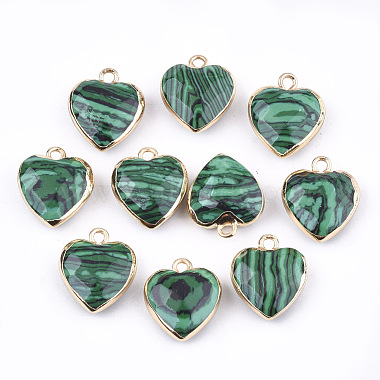 Golden Heart Malachite Pendants