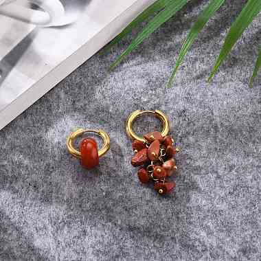 Natural Mixed Stone Bead Asymmetrical Earrings(EJEW-JE04353)-4