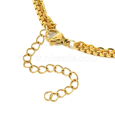 Double Layers Iron & Brass Cubic Zirconia & 304 Stainless Steel Pendant Necklaces(NJEW-JN04924)-5