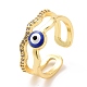 Enamel Evil Eye Open Cuff Ring with Clear Cubic Zirconia(RJEW-A007-05LG)-2