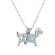Alloy Dog Cage Pendant Necklace with Synthetic Luminaries Stone(LUMI-PW0001-012P-A)-3