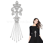 Flower Glass Rhinestone Appliques, with Tassel, for Clothing Ornament, Sewing Craft Decoration, Clear, 260x72x6mm(DIY-WH0671-032)