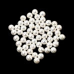 Electroplated Shell Pearl Beads, Round, Half Drilled, White, 6mm, Hole: 1mm(BSHE-B008-05A-6mm)