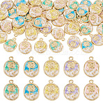 50Pcs 5 Colors Alloy Pendants, Flower Charms, with Enamel, Golden, 16.5x12x2mm, Hole: 1.4mm, 10pcs/color(ENAM-TA0003-93G)