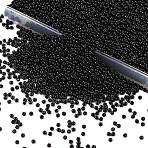 11/0 Glass Seed Beads, Baking Varnish, Opaque Colours, Round, Black, 2x1.5mm, Hole: 0.8mm, about 100g/box(SEED-PH0003-01)