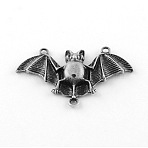 Tibetan Style Alloy Pendants, Halloween, Bat, Cadmium Free & Lead Free, Antique Silver, 30x47.5x5mm, Hole: 2mm(X-TIBE-Q050-74AS-LF)