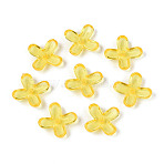 Transparent Plastic Bead Caps, 4-Petal Flower, Gold, 12x12x3~3.5mm, Hole: 1.5mm, about 3571pcs/500g(KY-N025-08)