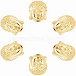 Brass Beads, Buddha Head, Golden, 11x9x8.5mm, Hole: 1.5mm, 6pcs/box(KK-AR0001-21G)