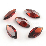 Horse Eye Shaped Cubic Zirconia Pointed Back Cabochons, Faceted, Dark Red, 10x5mm(ZIRC-R009-10x5-03)