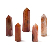 Tower Natural Red Agate Healing Stone Wands, Energy Balancing Meditation Therapy Decors, Hexagon Prism, 17~29x12~29x45~90mm(G-A096-02K)