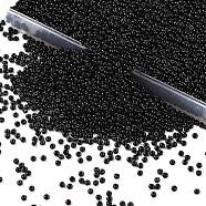 11/0 Glass Seed Beads Black Opaque Colors Diameter 2mm Loose Beads in A Box for DIY Craft, about 100g/box(SEED-PH0003-01)