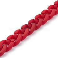 Handmade Rubberized Style Acrylic Curb Chains, Red, Links: 18.5x13.5x4.5mm, 39.37 inch(1m)/strand(AJEW-JB00855-03)