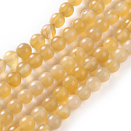 Natural Yellow Agate Beads Strands, Round, 4~5mm, Hole: 0.5mm, about 100pcs/strand, 15.9 inch~16.1 inch(40.5~41cm).(X-G-O181-02)