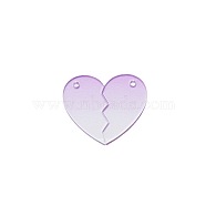 Gradient Color Acrylic Disc Keychain Blanks, with Random Color Ball Chains, Broken Heart, Lilac, Broken Heart: 41.5x25.5x2mm(ZXFQ-PW0003-23F)