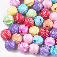 Craft Style Acrylic Beads, Round, Mixed Color, 11.5mm, Hole: 2mm, about 600~630pcs/500g(MACR-T023-20B)