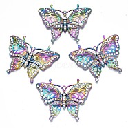 Rack Plating Rainbow Color Alloy Big Pendants, with Crystal Rhinestone, Cadmium Free & Nickel Free & Lead Free, Butterfly, 62x78x6mm, Hole: 3mm(PALLOY-N163-171A)