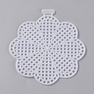 Cross Stitch Mesh Board, Plastic Canvas Sheets, Flower, White, 85x77x1mm(DIY-WH0162-79)