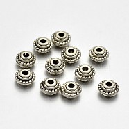 Tibetan Style Alloy Rondelle Spacer Beads, Lead Free & Cadmium Free & Nickel Free, Antique Silver, 5x3mm, Hole: 1mm(PALLOY-E381-08AS-NR)