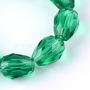 Transparent Glass Bead Strands, Faceted Teardrop, Medium Sea Green, 8x6mm, Hole: 1mm, about 65pcs/strand, 17.99 inch(45.7cm)(GLAA-R024-6x8mm-10)