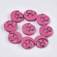 Resin Buttons, 2-Hole, Flat Round, Hot Pink, 12.5x2.5mm, Hole: 1.6mm, about 1000pcs/bag(BUTT-Q041-06B-10)