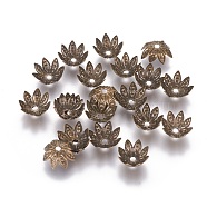 Iron Bead Caps, Nickel Free, Antique Bronze, 10x4mm(IFIN-D030-10x4mm-AB-NF)
