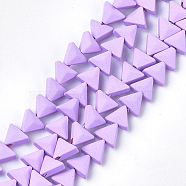 Spray Painted Non-magnetic Synthetic Hematite Beads Strands, Triangle, Lilac, 6x7x3.5mm, Hole: 0.8mm, about 66~70pcs/strand, 15.1 inch~16.3 inch(G-T116-15-09)