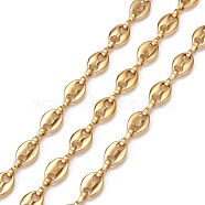 3.28 Feet Ion Plating(IP) 304 Stainless Steel Coffee Bean Chains, Unwelded, Golden, 7.3x5.2x1.4mm(X-CHS-N002-01G)