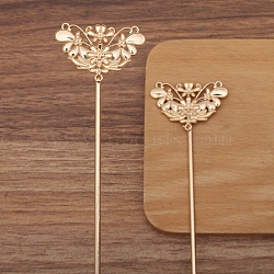 Alloy Hair Stick Findings for Women, Butterfly, Light Gold, 25x40mm(PW-WG43FC0-03)