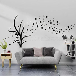 Custom Acrylic Wall Stickers, for Home Living Room Bedroom Decoration, Rectangle with Tree Pattern, Black, 590x480mm(DIY-WH0249-028)
