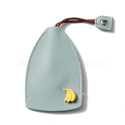 Banana Pattern Creative Pull Out Key Sleeve, Cartoon PU Leather with Resin Protective Car Key Case Keychain, with Waxed Cord, Aqua, 23.5cm(KEYC-WH0036-16A)