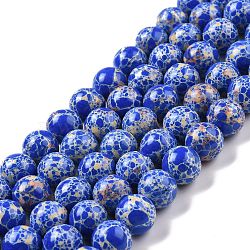 Synthetic Imperial Jasper Beads Strands, Dyed, Round, Blue, 10mm, Hole: 1.4mm, about 38pcs/strand, 14.57''(37cm)(G-E568-01C-03)