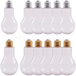 Creative Plastic Light Bulb Shaped Bottle, Party Decor, Golden & Silver, 136x68mm, Capacity: 200ml(AJEW-NB0001-05)