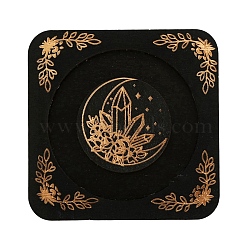 Wood Bracelet Display Dish, Bracelet Storage Holder, Square, Black, Moon, 9.5x9.5x0.95cm(PW-WG95573-04)