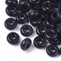 Synthetic Blue Goldstone European Beads, Large Hole Beads, Rondelle, 10x4.5mm, Hole: 4mm(G-Q503-02)