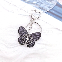 Butterfly Alloy Keychain, Heart, 73mm(PW-WG45160-01)