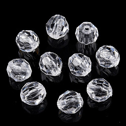 Transparent AS Plastic Beads, Faceted, Round, Clear, 8mm, Hole: 1.6mm, about 2300pcs/500g(TACR-T019-006)