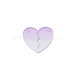 Gradient Color Acrylic Disc Keychain Blanks, with Random Color Ball Chains, Broken Heart, Lilac, Broken Heart: 41.5x25.5x2mm(ZXFQ-PW0003-23F)