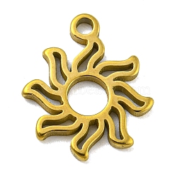 Laser Cut 304 Stainless Steel Charms, Sun Charms, Golden, 11x10x1mm, Hole: 1.2mm(STAS-G323-01G)