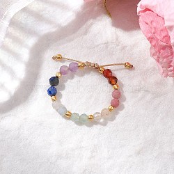 Adjustable Gemstone Finger Rings for Women, Colorful, Inner Diameter: 16.5~25mm(RJEW-JR00874-03)