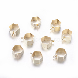 Hexagon Brass Tube Bails, Loop Bails, Golden, 15.5x14x8mm, Hole: 2mm, Inner Diameter: 11x12mm(KK-N0095-01)