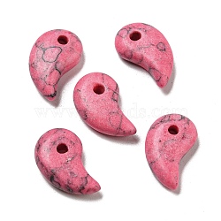 Dyed Synthetic Turquoise Beads, Comma Shape, Cerise, 14.5~16x9.5~10x4~4.5mm, Hole: 2mm(G-G075-12A)