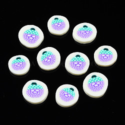 Handmade Polymer Clay Cabochons, Flat Round, White, 8.5~11.5x2mm, about 4400pcs/1000g(CLAY-N006-53)