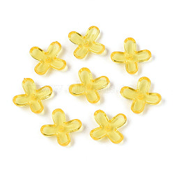 Transparent Plastic Bead Caps, 4-Petal Flower, Gold, 12x12x3~3.5mm, Hole: 1.5mm, about 3571pcs/500g(KY-N025-08)