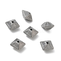 304 Stainless Steel Spacer Beads, Stainless Steel Color, Square, 10.5x10.5x5.5mm, Hole: 1.2mm(SA-CBA0FDA-02P-01)