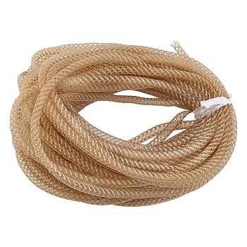 Polyester Mesh Tubing, Polyester Net Thread Cord, Goldenrod, 8mm, about 25yards/set