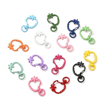 Spray Painted Alloy Swivel Lobster Claw Clasps, Swivel Snap Hook, Strawberry, Mixed Color, 37.5~38x23x2.3mm, Hole: 4.5x9mm